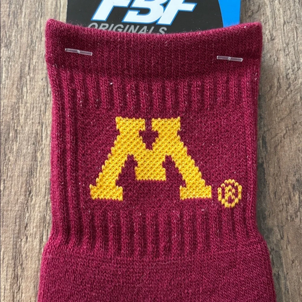 University of Minnesota Maroon and Gold Crew Socks NWT FBF Originals medium
